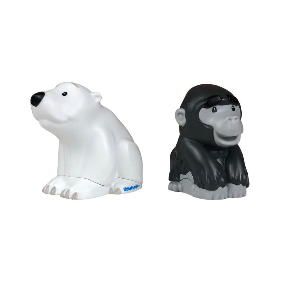 Fisher Price Little People Polar Bear Gorilla Zoo Replacement Figures Lot Of 2